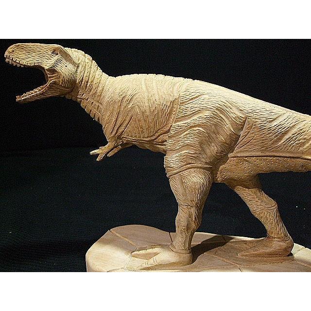 ティラノザウルス】 恐竜木彫り彫刻 全長58ｃｍ :15-131-58:田中