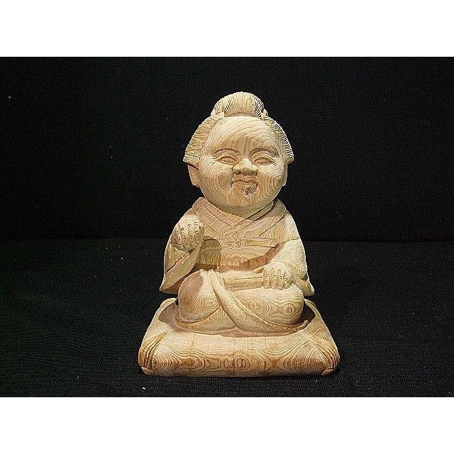 【お福さん】　おかめ木彫り彫刻　高さ25ｃｍ　送料無料！