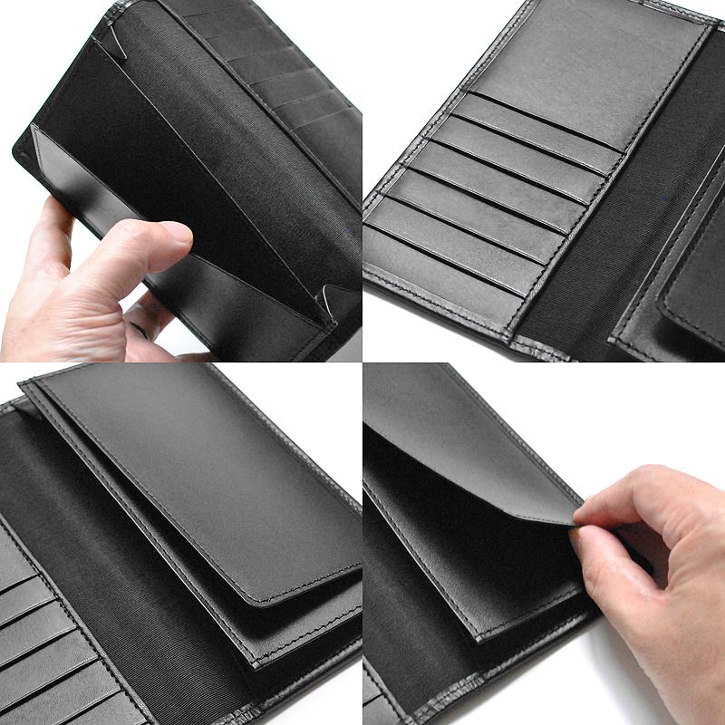 送料無料　新品　鹿革漆付け加工　印伝　市松模様柄　日本製　ロングウォレット　黒 日本国産 長財布 印伝鹿革黒色漆×牛革 市松模様 スマートロング