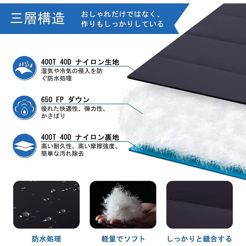 QEZER シュラフ 冬用 ダウン 寝袋 マミー型 羽毛寝袋 コンパクト