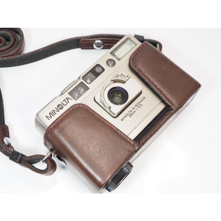作動良好 】MINOLTA TC-1 G-ROKKOR 28mmF3.5 高級コンパクト 別売革