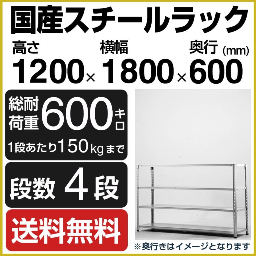 スチールラック スチール棚 高さ120×幅180×奥行60cm 4段 150kg/段 業務用 軽量棚 SOシリーズ