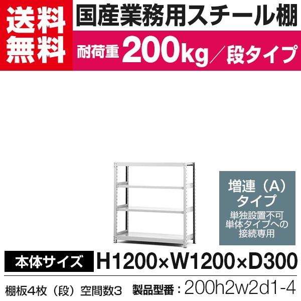 スチールラック スチール棚 高さ120×幅120×奥行30cm 4段 200kg/段 増連 業務用 軽中量棚 SOシリーズ