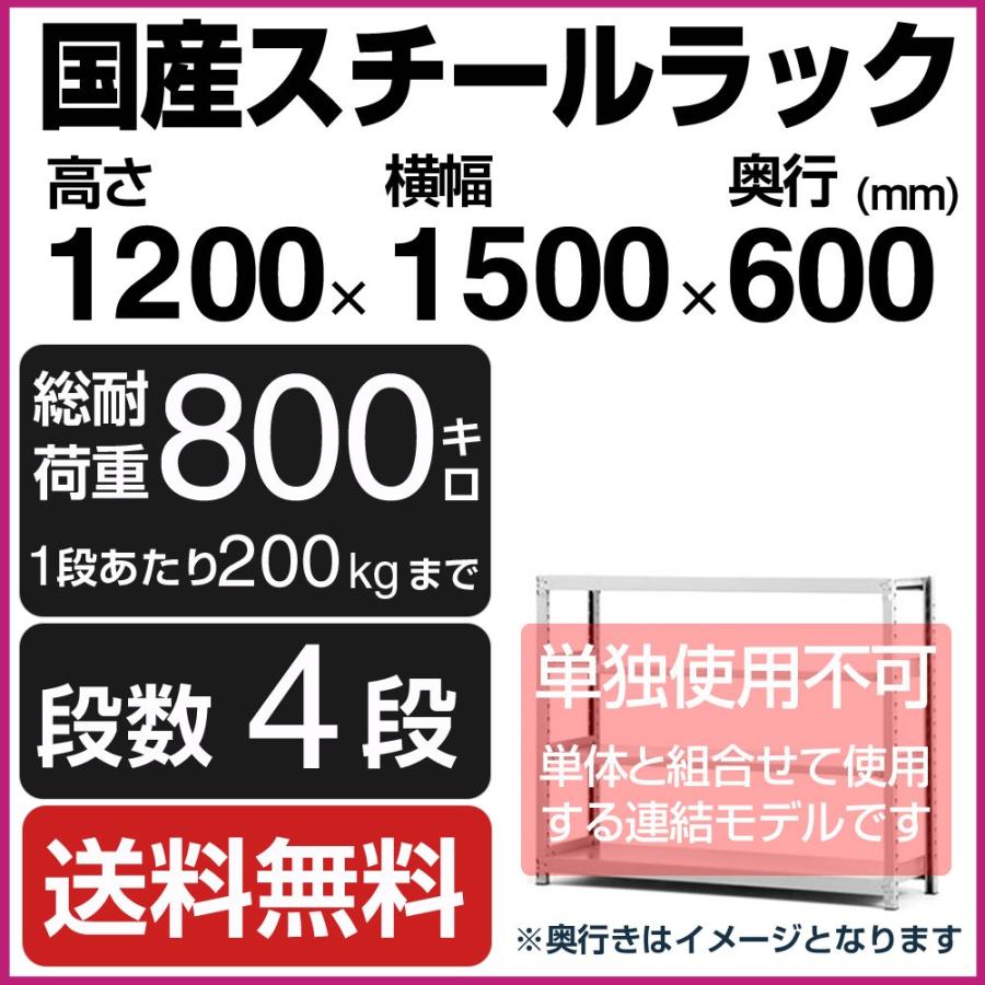 スチールラック スチール棚 高さ120×幅150×奥行60cm 4段 200kg/段 増連 業務用 軽中量棚 SOシリーズ