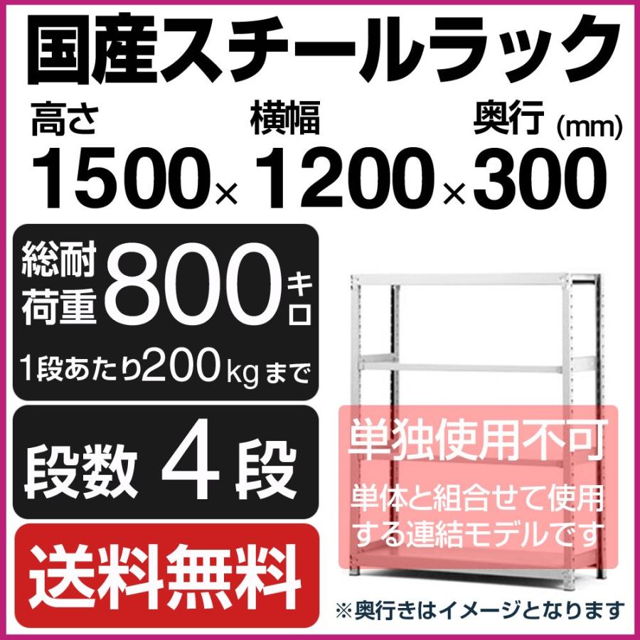 スチールラック スチール棚 高さ150×幅120×奥行30cm 4段 200kg/段 増連 業務用 軽中量棚 SOシリーズ