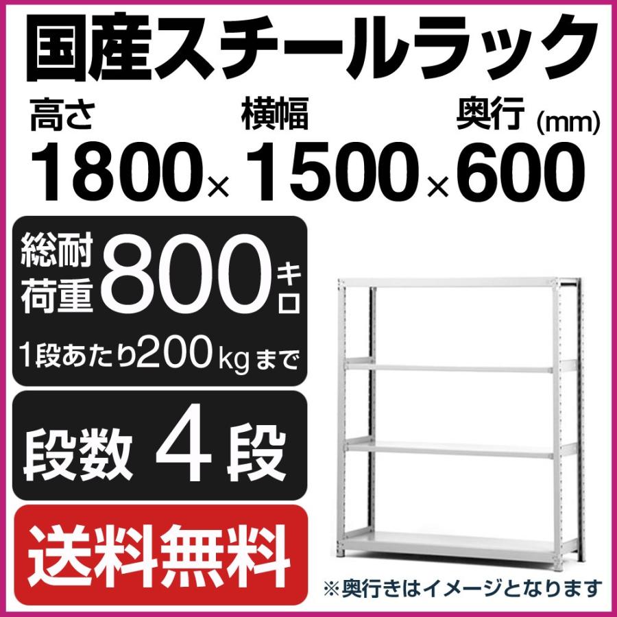 スチールラック スチール棚 高さ180×幅150×奥行60cm 4段 200kg/段 単体 業務用 軽中量棚 SOシリーズ