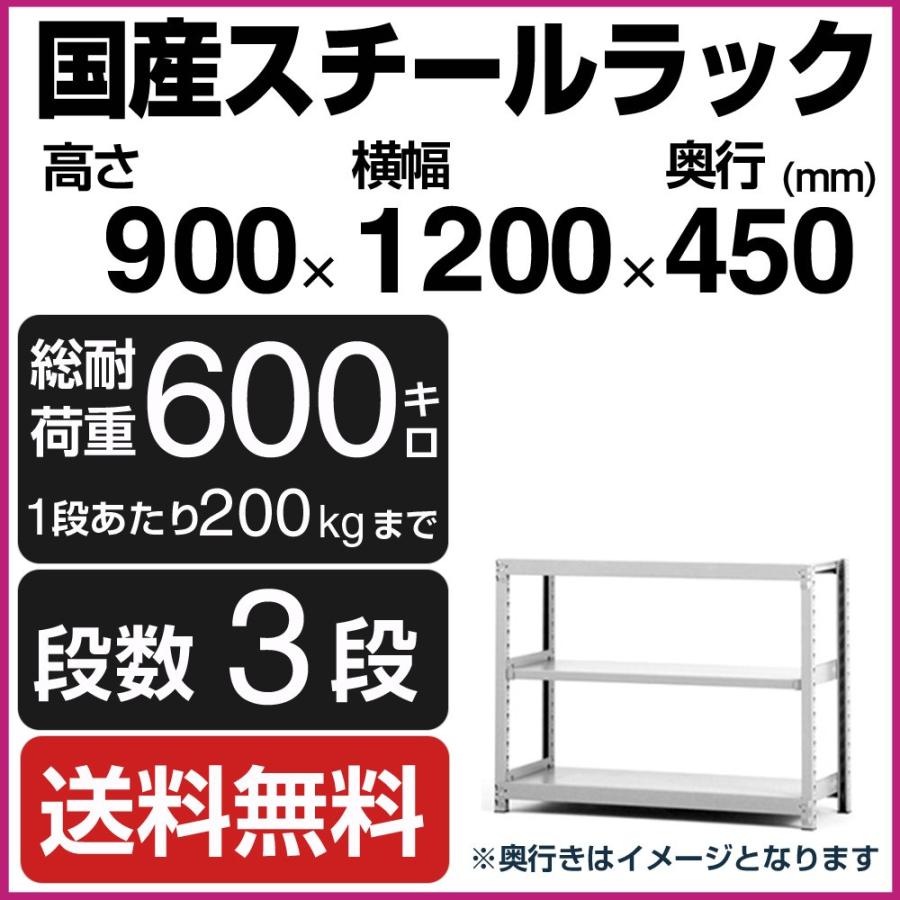 スチールラック スチール棚 高さ90×幅120×奥行45cm 3段 200kg/段 単体 業務用 軽中量棚 SOシリーズ