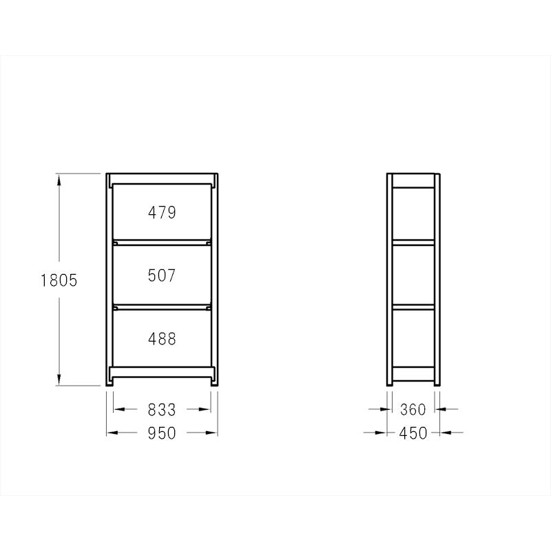 スチールラック 高さ180 幅95 奥行45cm 4段 300kg/段 単体 業務用 中量