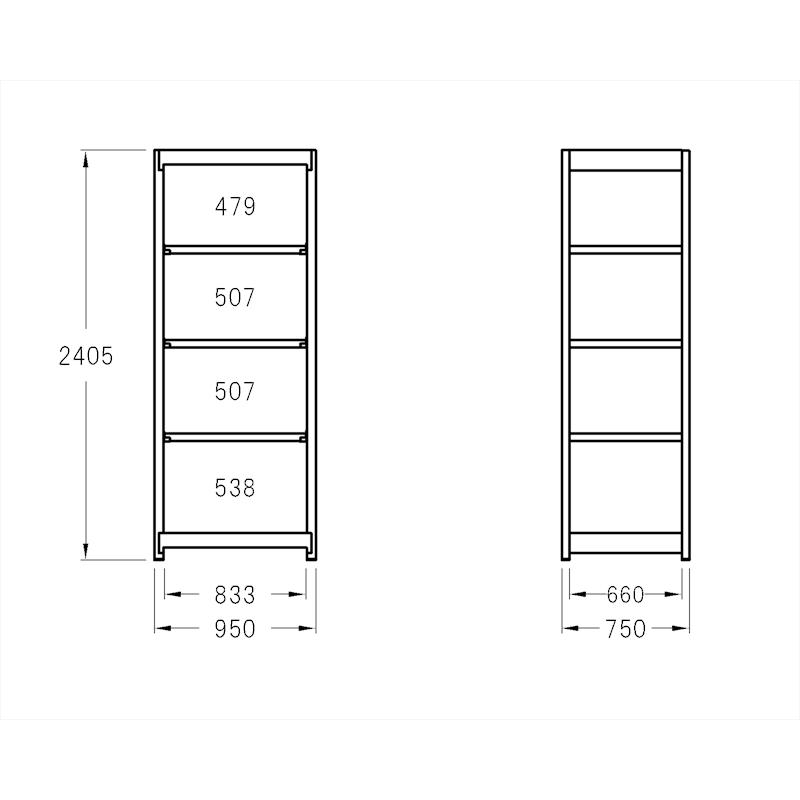 スチールラック 高さ240 幅95 奥行75cm 5段 300kg/段 単体 業務用 中量棚 タイガーラック YSモデル_1