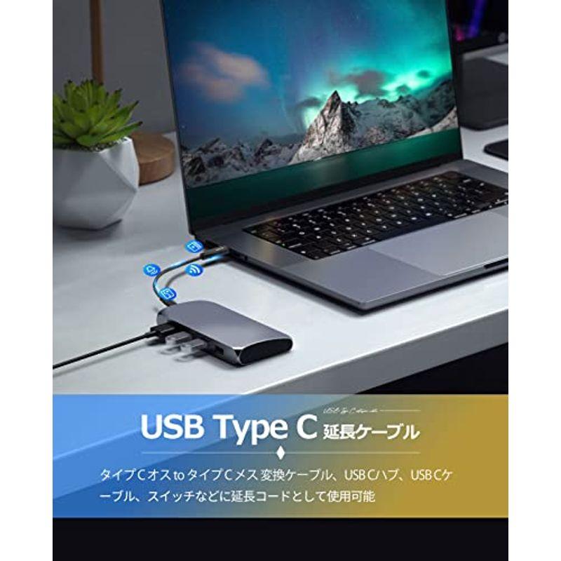 Mauknci USB 3.1 Type C 延長ケーブル Gen2 10Gbps 5A急速充電 0.3m USB C オス to USB｜tanda-shops｜05