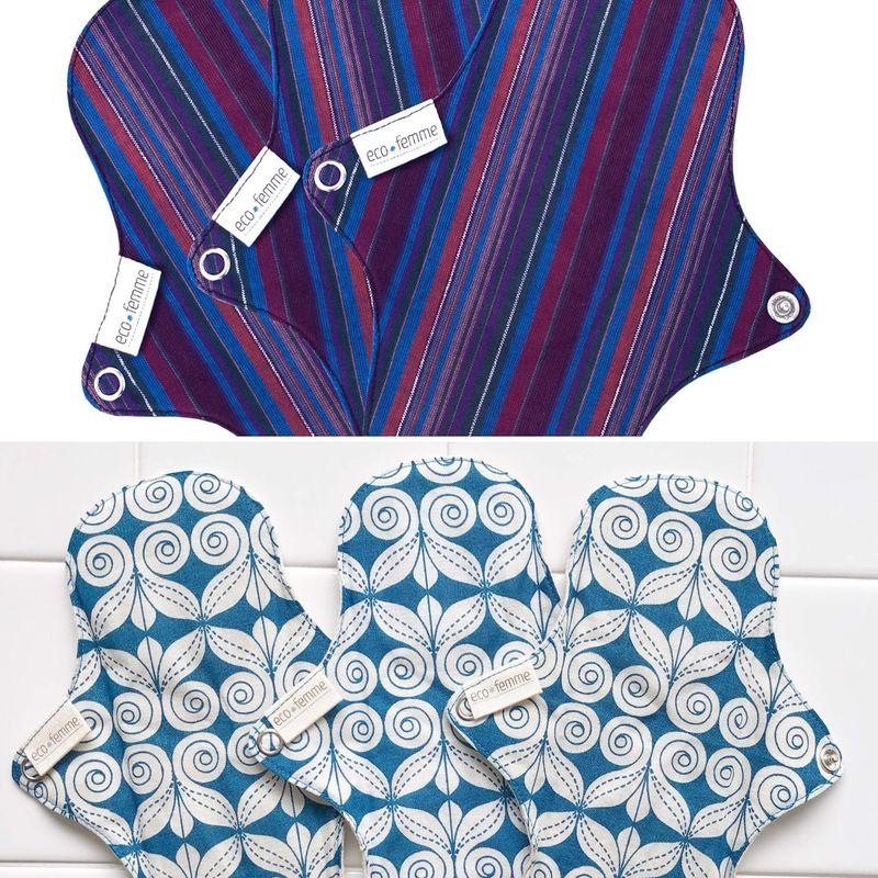 南インド「Eco Femme」布ナプキン (防水あり）軽い日用3枚×2セット GOTS認定品｜tanda-shops｜03