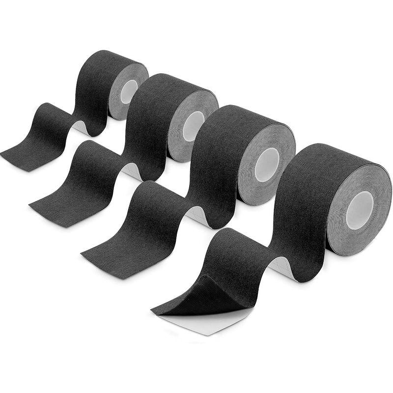 テーピングテープ 4巻入 5cm x 5m キネシオロジーテープ キネシオ テープ 筋肉・関節をサポート 通気性 伸縮性強い 汗に強い(黒)｜tanda-shops｜02