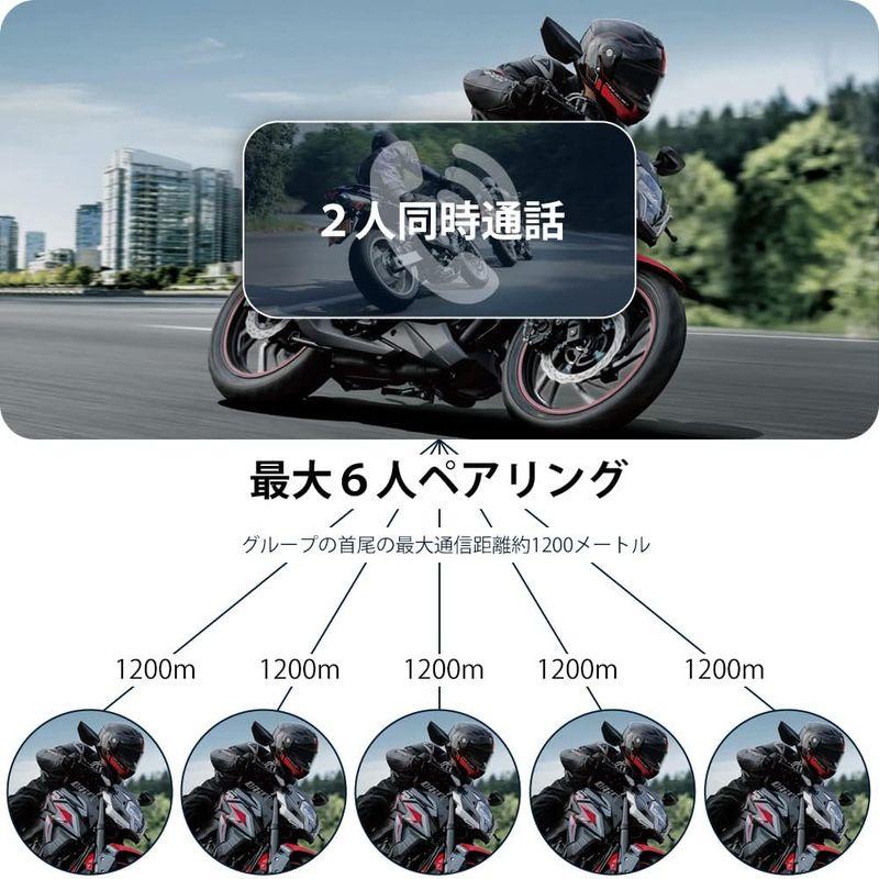 Mihono バイクインカム 6Riders （2台セット） V6Pro昇級版 ツーリング 6人ペアリング 2人同時通話 Bluetooth｜tanda-shops｜04