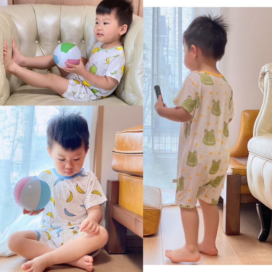 半袖カバオール ロンパース ロンパス ベビー服 赤ちゃん服 子供服 新生児 ローンパス かわいい アニマルフルーツ総柄 男の子 女の子 夏服 薄目 快適素材 70 80 :21062401:ベビーガーデン 通販 50-70cm 涼しいカバーオール クジラ