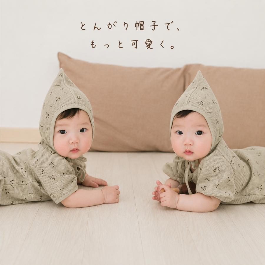 半袖 ロンパース カバーオール ボンネット帽子 ベビー服 子供服 ベビー