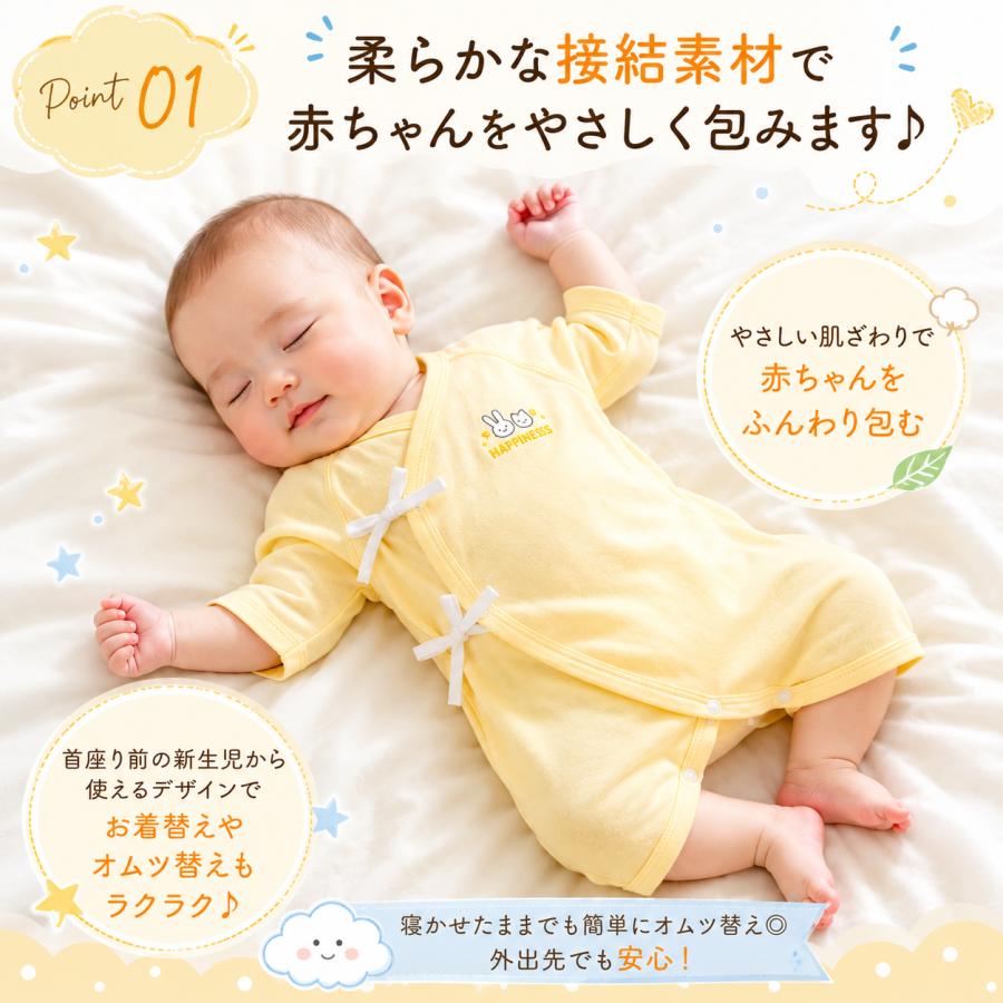 【新品】新生児肌着　セット 新生児肌着 新生児肌着セット 赤ちゃん肌着 出産準備 4枚組 コンビ肌着