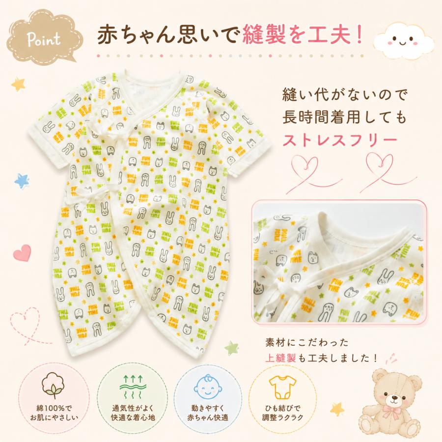 新生児肌着 新生児肌着セット 赤ちゃん肌着 出産準備 4枚組 コンビ肌着
