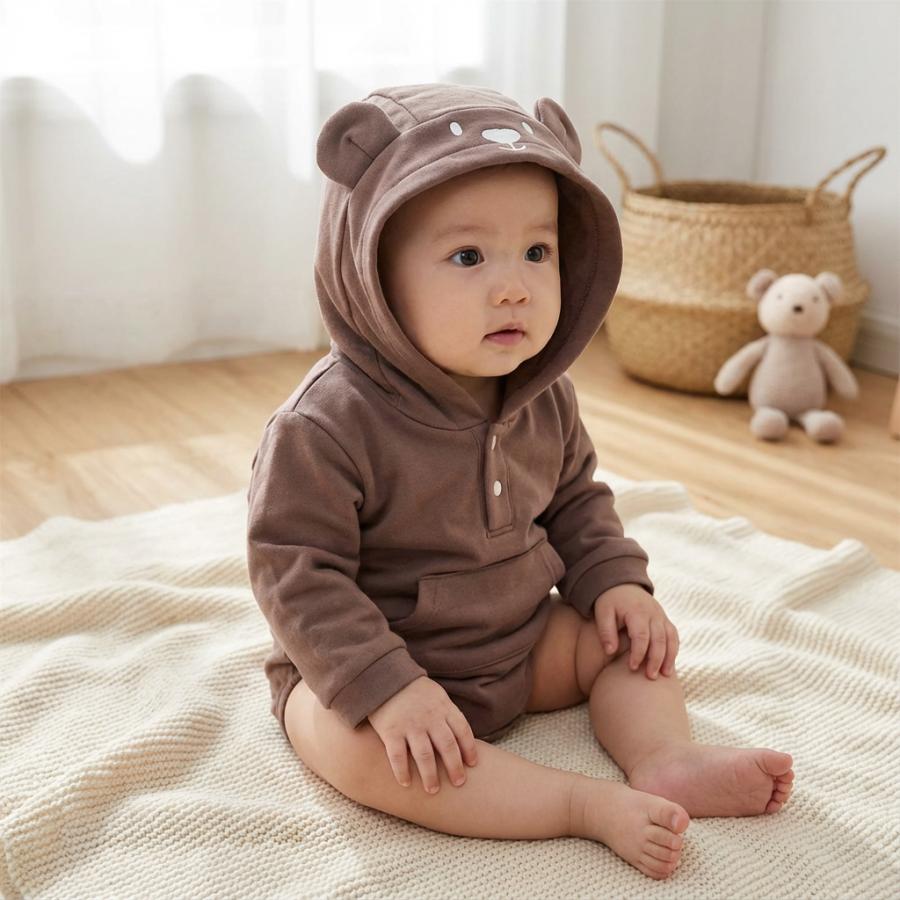 ベビー服 長袖 ロンパス ロンパース 新生児 可愛い 赤ちゃん フード