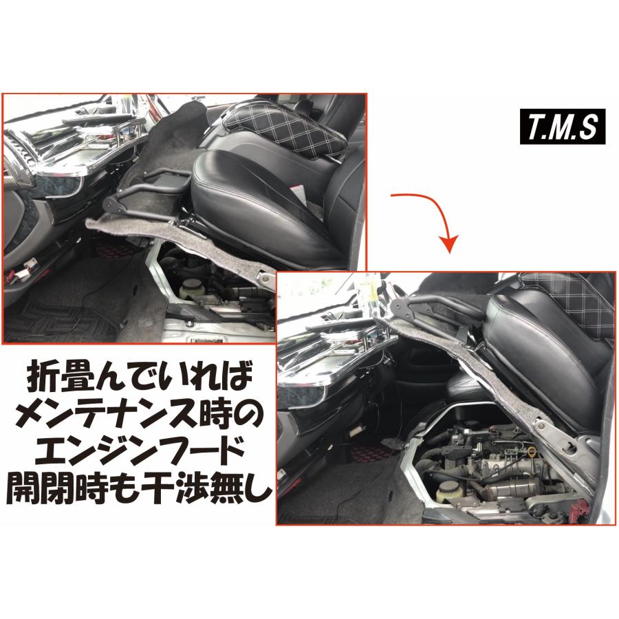 T&M STYLE ハイエース２００系 S-GL用１型~７型対応 助手席 折畳めるフットレスト となりで足のせるやつ フットプレートクッションカバー付き｜tandmstyle｜06