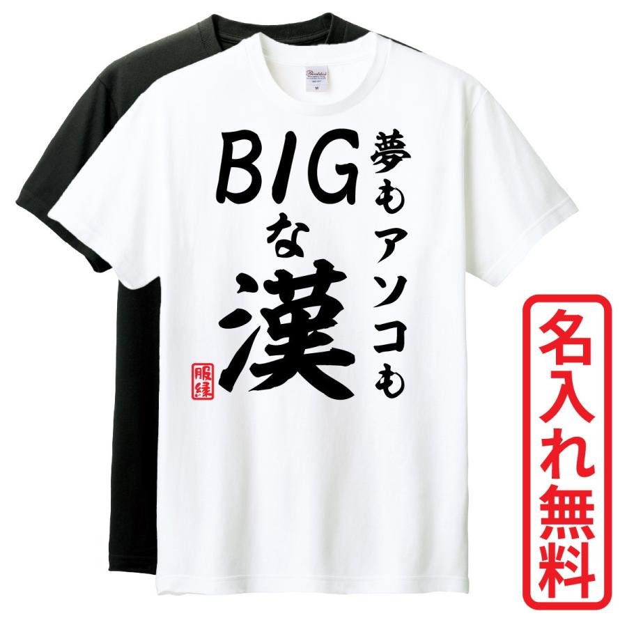 おもしろTシャツ 半袖 Tシャツ 長袖 ロンT 対応 夢もアソコもBIGな漢