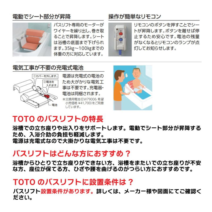 ゆうさん専用TOTOバスリフト 入浴介助浴槽内昇降機 　EWB103N ゆうさん専用TOTOバスリフト 入浴介助浴槽内昇降機 EWB103N