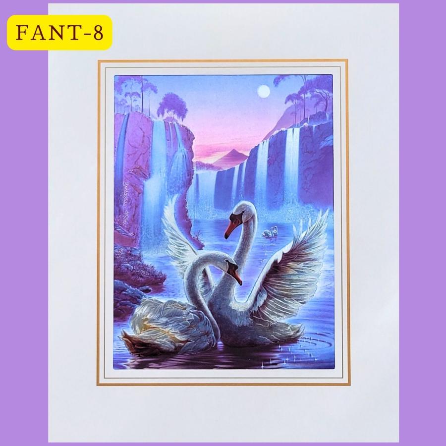 エッチング アート 版画プリント ファンタジー 妖精 ユニコーン 白鳥