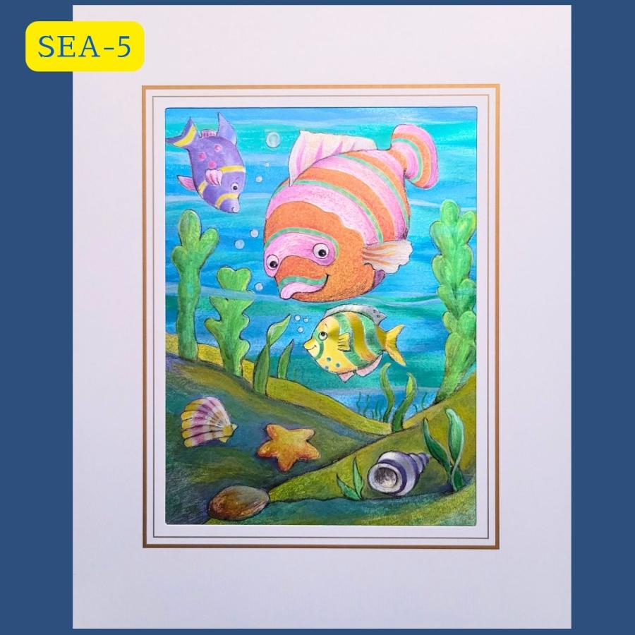 エッチング アート 版画プリント イルカ 熱帯魚 くじら 海の動物 癒し