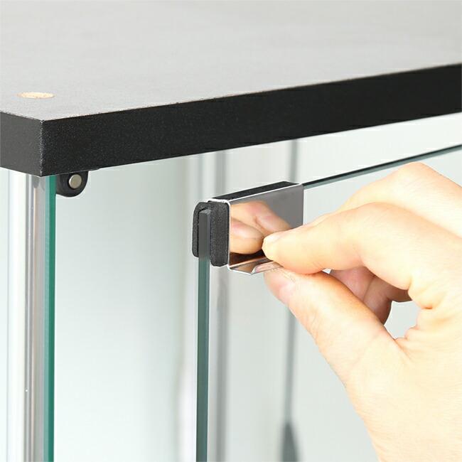 ガラスコレクションケース 4段 LED照明 BK 大型 強化ガラス