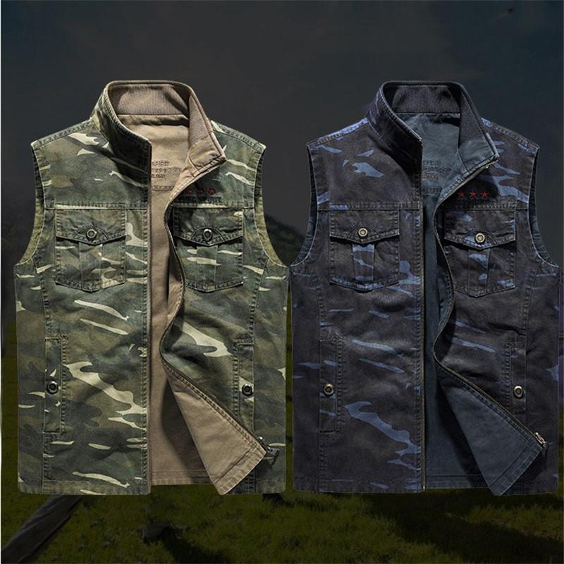 デニムベスト リバーシブル 迷彩 カモフラージュ 両面着用 迷彩ベスト