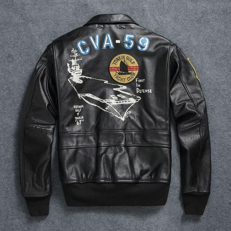 本革フライトジャケット 本革ジャケット 刺繍 牛革 空軍服 牛革