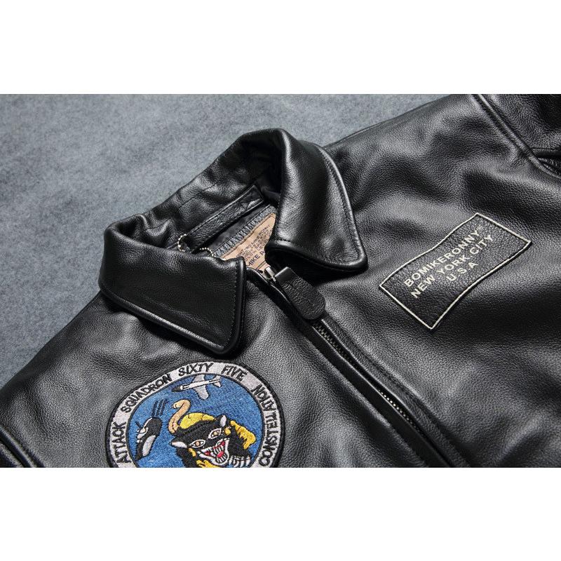 本革フライトジャケット 本革ジャケット 刺繍 牛革 空軍服 牛革