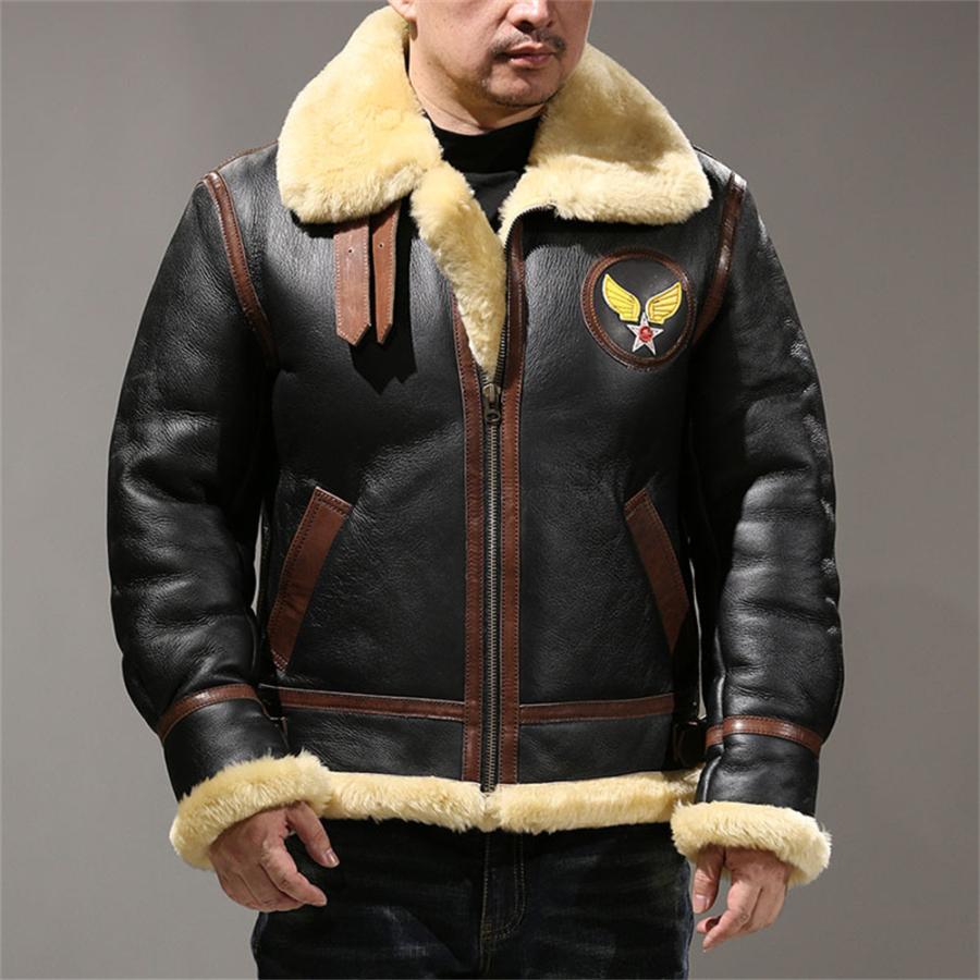 【vintage】フライトジャケット　B-3 羊革　ムートン　ボア　ブラウン　L US AIR FORCE B-3 ムートン ボア フライトジャケット ブラウン