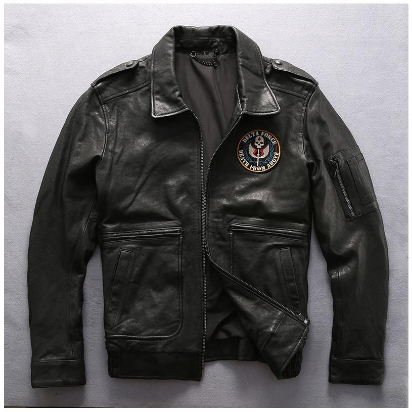 ラム革ジャケット フライトジャケット 本革ジャケット 羊革 バッジ