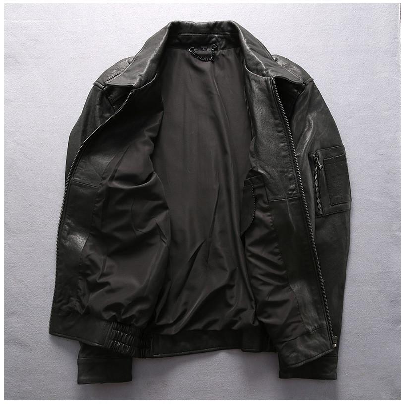 ラム革ジャケット フライトジャケット 本革ジャケット 羊革 バッジ