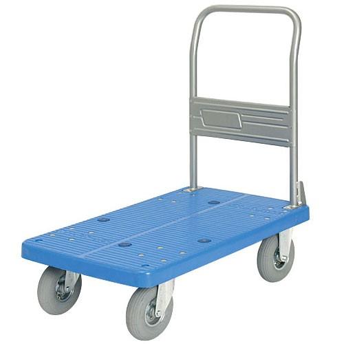 カナツー　プラスチック手押し台車　PLA250-HP-DS(AFG)　ハンドル固定式　ノーパンクタイヤ　ストッパー付