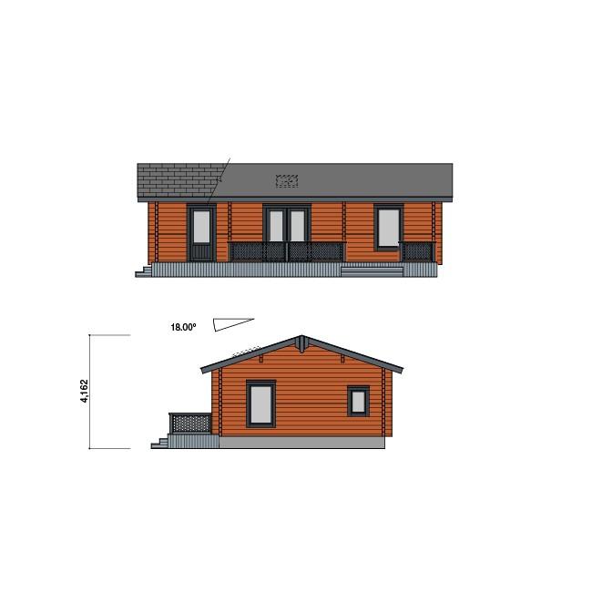 ログハウス レポ（ログ厚113mm）大型マドで明るくゆったりとくつろげる