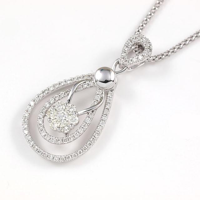 天然ダイヤモンド 0.65ct スイング ペンダントネックレス 18金ホワイト  