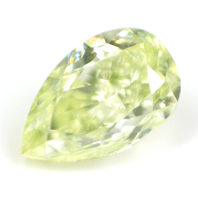 天然グリーンダイヤモンド ルース 裸石 0.127ct ファンシーイエローグリーン VS-1 ペアシェイプ 蛍光性 Very Strong Yellowish Green 中央宝石研究所 送料無料の画像