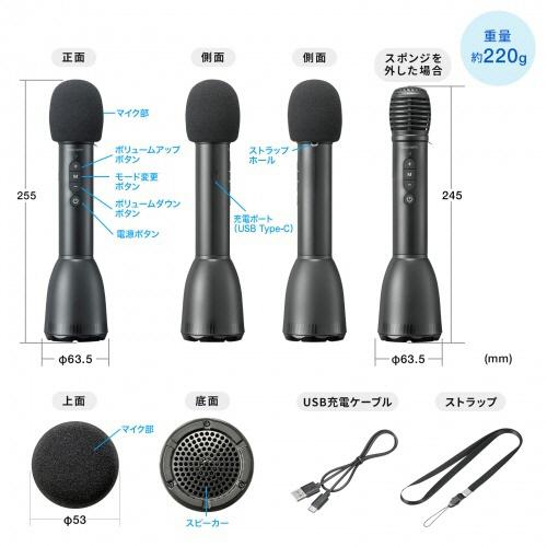 ハンドマイク型ポータブル拡声器スピーカー（Ｂｌｕｅｔｏｏｔｈ対応）　ＭＭ−ＳＰＡＭＰ１８　１台（お取寄せ品)_2