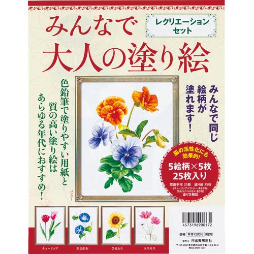 河出書房新社 みんなで大人の塗り絵 レクリエーションセット 1冊