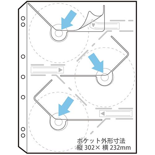 プラス　クリアポケットリフィール　ＣＤ・ＤＶＤポケット　Ａ４タテ　２・３・４穴　両面６ポケット　ＲＥ−１４１ＣＤ　１パック（５枚）｜tanomail｜03