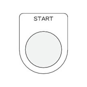 アイマーク　押ボタン／セレクトスイッチ（メガネ銘板）　ＳＴＡＲＴ　黒　φ２２．５　Ｐ２２−３５　１枚 （メーカー直送）｜tanomail