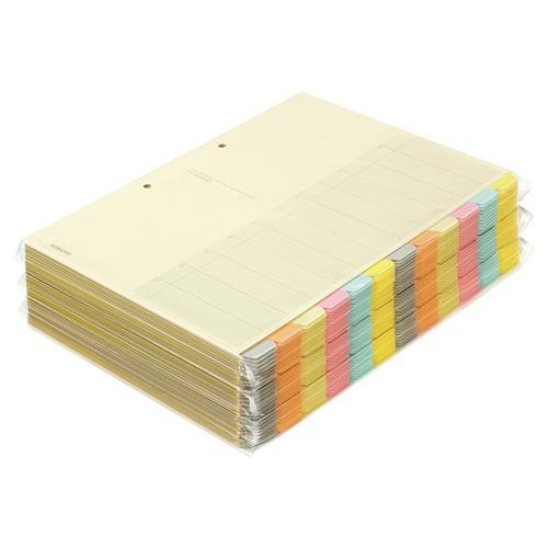 KOKUYO - 色つや中仕切り歌留多（整理保存用具用・１２山肩書き） Ａ４タテ ２穴 ６色＋扉紙 シキ−１５０ １容器に並べる（３０組） パイプ式ファイル-文具、ステーショナリー
