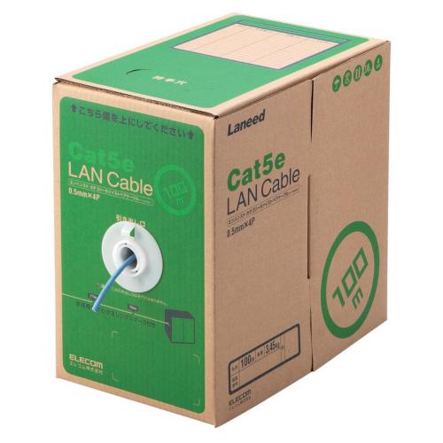 ELECOM LANケーブル Cat5e 100m 単線 ELECOM（エレコム） LANケーブル（Cat5e 単線） ブルー