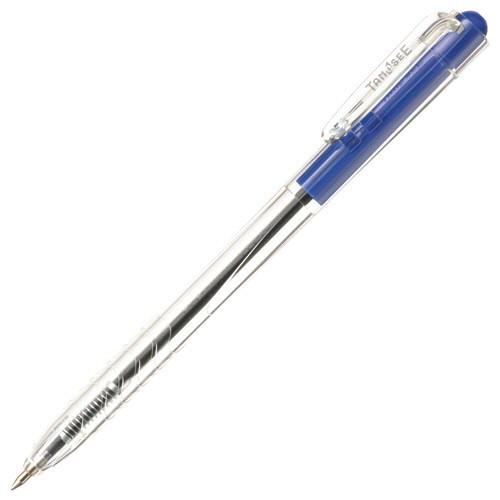TANOSEE ノック式油性ボールペン ０．７ｍｍ 青 （軸色：クリア） １