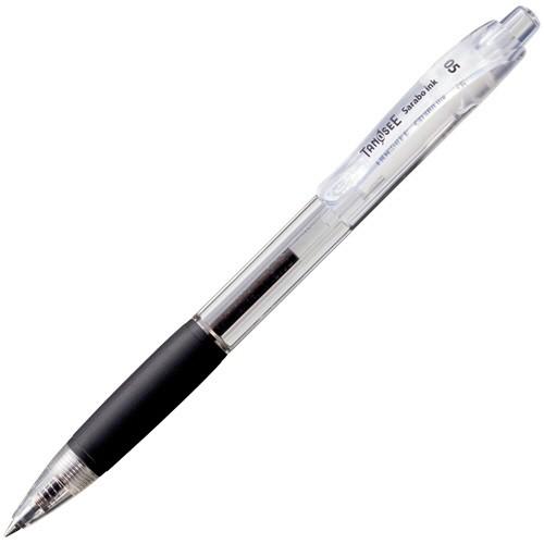 TANOSEE　ノック式油性ボールペン（なめらかインク）　０．５ｍｍ　黒　（軸色：クリア）　１本｜tanomail