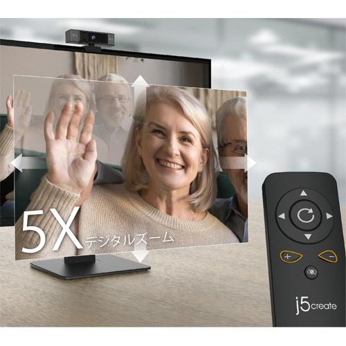 j5 Create 4Kリモコン付き5倍ズームWebカメラ ブラック