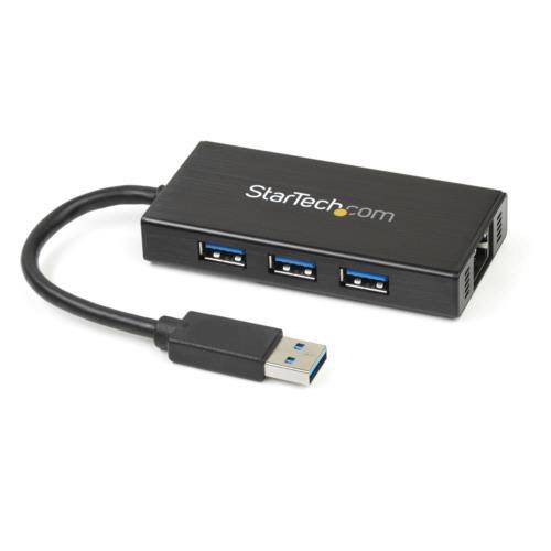 ３ポートＵＳＢ３．０ハブ付きＬＡＮアダプタ　ギガビットＥｔｈｅｒｎｅｔ対応　ブラック　ＳＴ３３００ＧＵ３Ｂ　１個（お取寄せ品)【爆買】