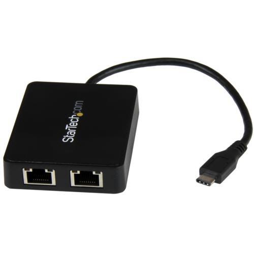 ＳｔａｒＴｅｃｈ．ｃｏｍ　ＵＳＢ−Ｃ接続２ポートギガビット有線ＬＡＮ変換アダプタ　ブラック　ＵＳ１ＧＣ３０１ＡＵ２Ｒ　１個（お取寄せ品)