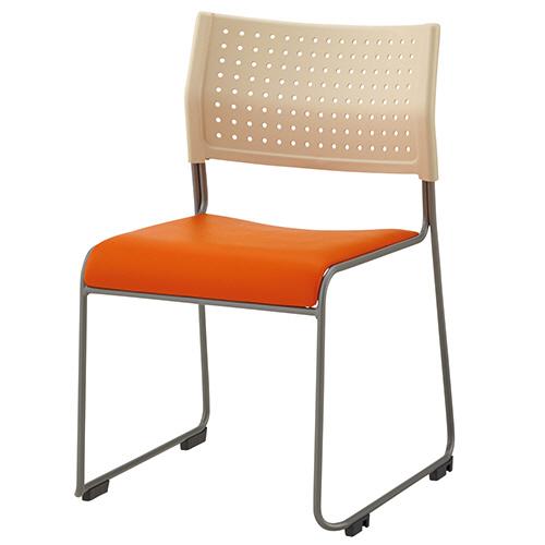 アイリスチトセ スタッキングチェア パッド座タイプ オレンジ